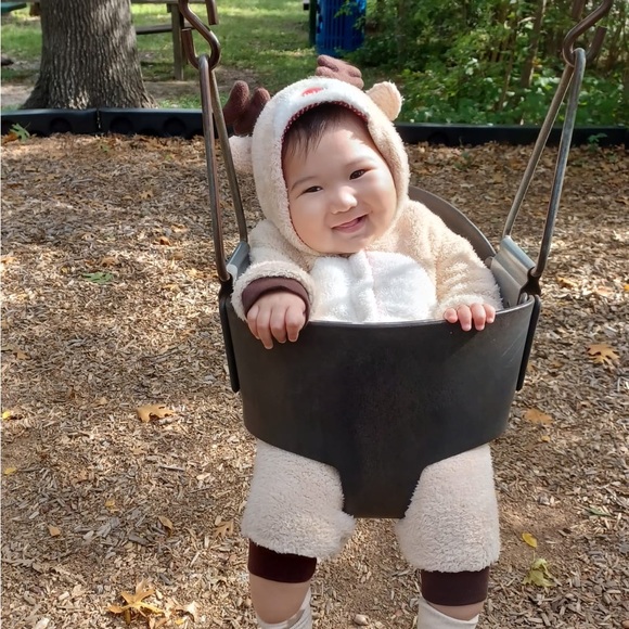 🫶🏻 JoJo Maman Bébé Cute Cozy Reindeer Onesie in Good Condition 🫶🏻 - Picture 9 of 9